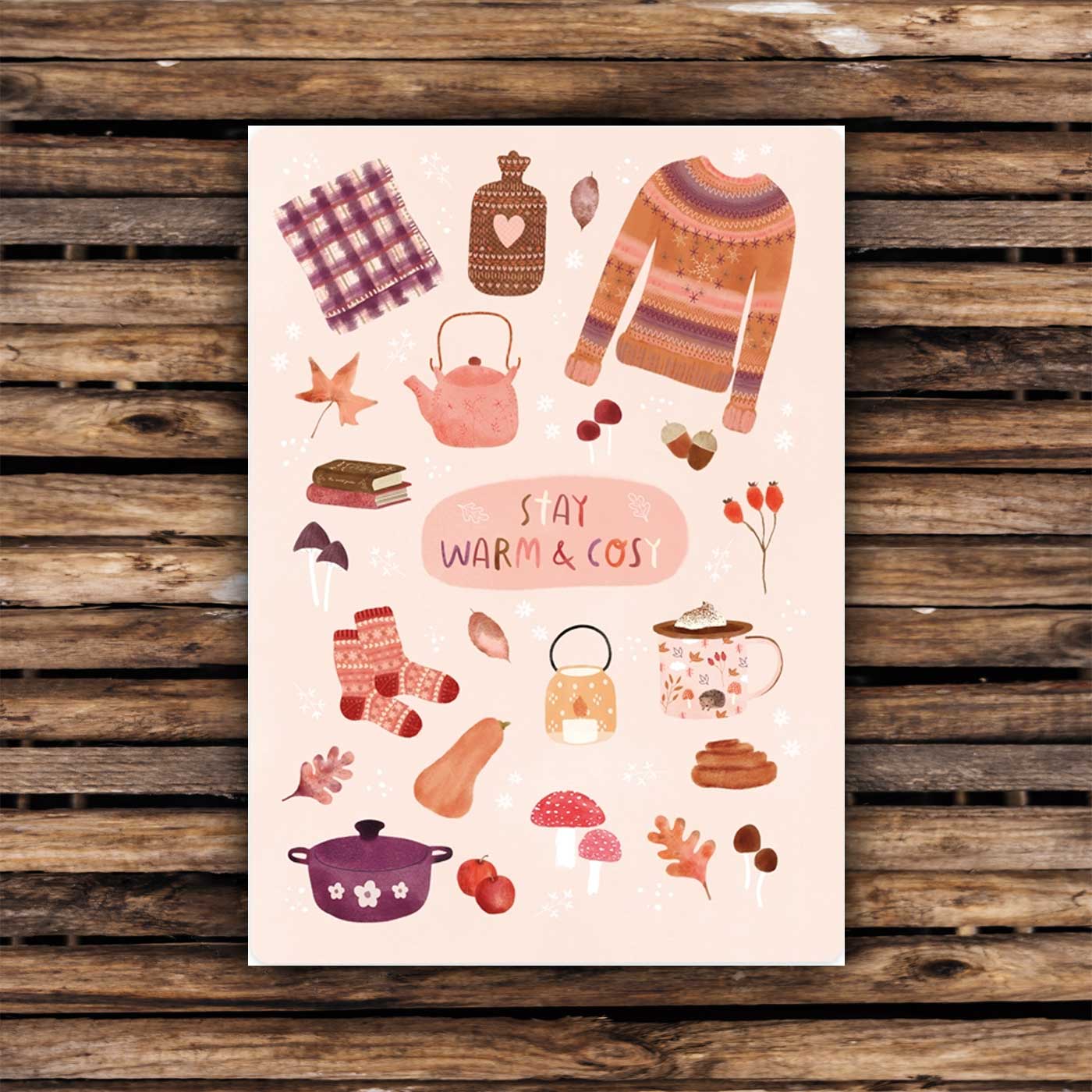 Postkarte "Stay warm & cozy"