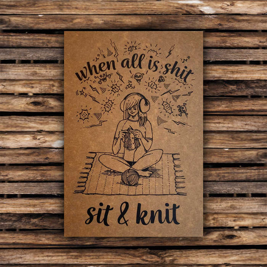 Postkarte „sit & knit“